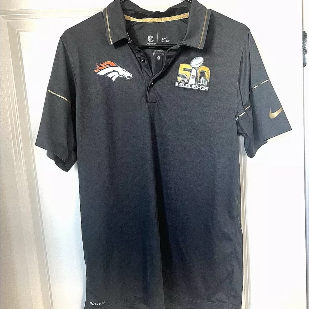 Nike DriFit Men's Black Polo Shirt- Denver Broncos